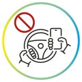 icon of using a phone while driving is prohibited, stop steering wheel with mobile